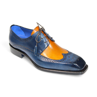 Emilio Franco Orlando Men's Shoes Navy/Gold Calf-Skin Leather Oxfords (EF1265)-AmbrogioShoes