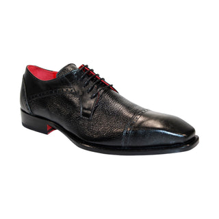 Emilio Franco Samuele Men's Shoes Black Calf-Skin/Deer Leather Oxfords (EF1269)-AmbrogioShoes