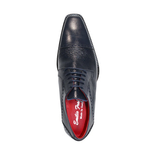 Emilio Franco Samuele Men's Shoes Navy Calf-Skin/Deer Leather Oxfords (EF1271)-AmbrogioShoes