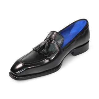 Emilio Franco Tommaso Men's Shoes Black Calf-Skin Leather Loafers (EF1272)-AmbrogioShoes