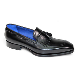 Emilio Franco Tommaso Men's Shoes Black Calf-Skin Leather Loafers (EF1272)-AmbrogioShoes