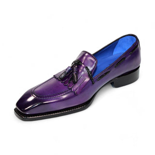 Emilio Franco Tommaso Men's Shoes Purple Calf-Skin Leather Loafers (EF1273)-AmbrogioShoes