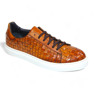 Emilio Franco Tropea Men's Shoes Cognac Calf-Skin Basket Weave (EF1275)-AmbrogioShoes