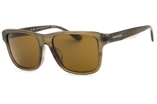 Emporio Armani 0EA4208F Sunglasses Glossy Transparent Striped Brown / Dark Brown-AmbrogioShoes