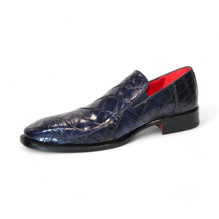 Fennix Dustin Men's Shoes Navy Alligator Exotic Loafers (FX1151)-AmbrogioShoes