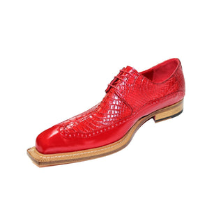 Fennix Finley Men's Shoes Red Calf Leather/Alligator Exotic Oxfords (FX1125)-AmbrogioShoes
