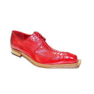 Fennix Finley Men's Shoes Red Calf Leather/Alligator Exotic Oxfords (FX1125)-AmbrogioShoes
