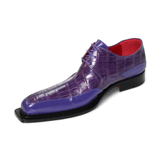 Fennix Frank Men's Shoes Purple Calf Leather/Alligator Exoctic Oxfords (FX1138)-AmbrogioShoes