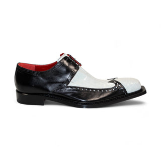 Fennix Harry Men's Shoes White/Black Alligator/Calf-Skin Leather Exotic Oxfords (FX1157)-AmbrogioShoes