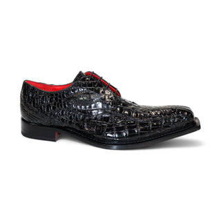 Fennix Hugo Men's Shoes Black Crocodile Exotic Oxfords (FX1158)-AmbrogioShoes