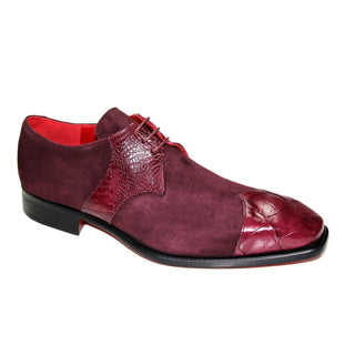 Fennix Landon Men's Shoes Burgundy Alligator/Suede Leather Exotic Oxfords (FX1127)-AmbrogioShoes