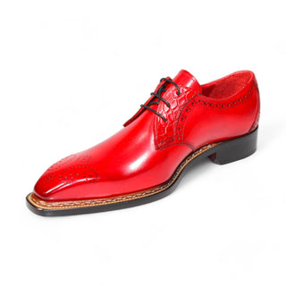 Fennix Tyler Men's Shoes Red Calf Leather/Alligator Exotic Oxfords (FX1069)-AmbrogioShoes