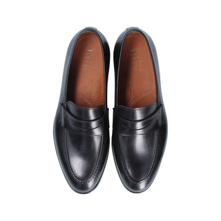 Franceschetti Eric Men's Shoes Black Calf-Skin Leather Penny Loafers (FCCT1019)-AmbrogioShoes