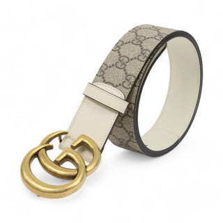 Gucci 400593 Belt Supreme Leather with Polished Golden Double G Buckle 4CM (GGB1017)-AmbrogioShoes