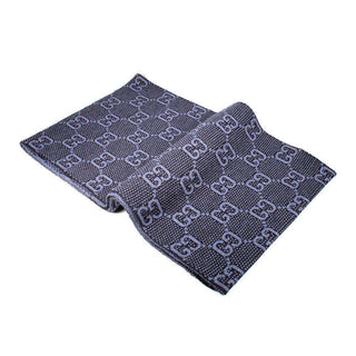 Gucci Scarf / Shawl Unisex Navy GG Pattern 100% Lana Wool (GGS42)-AmbrogioShoes