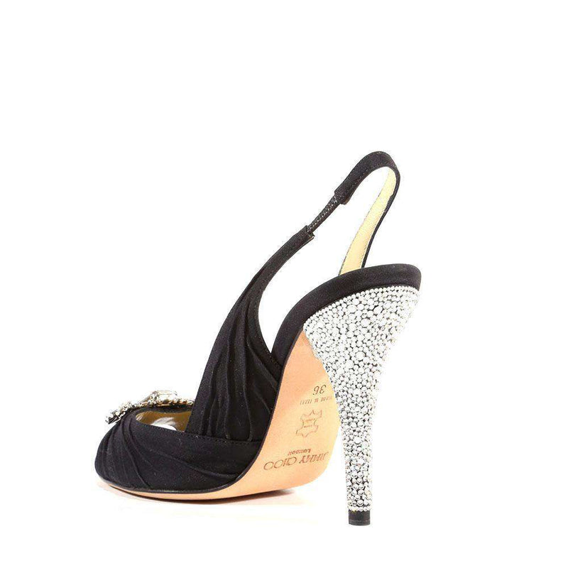 Jimmy Choo Black Hand Strass Crystal Sling Designer Shoes