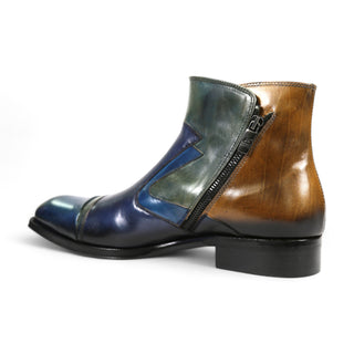 Jo Ghost 4761 Men's Shoes Multi-Color Calf-Skin Leather Pitched Ankle Boots (JG5338)-AmbrogioShoes