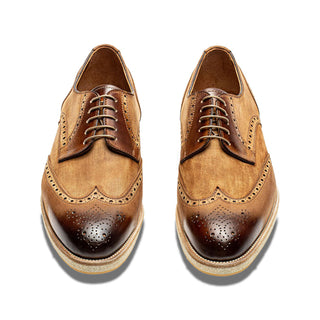 Jose Real Berlia B352 Men's Shoes Cuoio Brown Nubuck Leather Sport Derby Oxfords (RE2228)-AmbrogioShoes