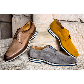 Jose Real Berlina I159 Men's Shoes Blue Nubuck Leather Whole-Cut Oxfords (RE2242)-AmbrogioShoes