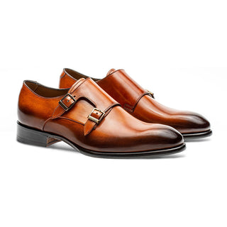 Jose Real Colonial E082 Men's Shoes Cognac Calf-Skin Leather Monk-Straps Loafers (RE2246)-AmbrogioShoes