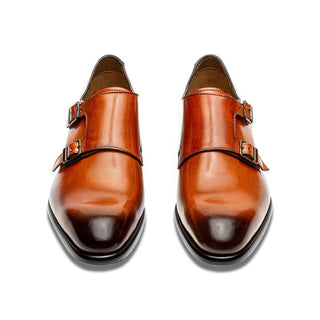 Jose Real Colonial E082 Men's Shoes Cognac Calf-Skin Leather Monk-Straps Loafers (RE2246)-AmbrogioShoes