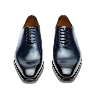 Jose Real Colonial H102 Men's Shoes Blue Calf-Skin Leather Whole-Cut Oxfords (RE2240)-AmbrogioShoes