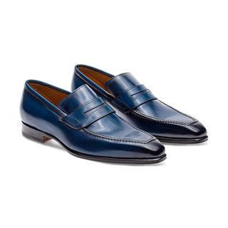 Jose Real Colonial H126-C Men's Shoes Navy Calf-Skin Leather Penny Loafers (RE2208)-AmbrogioShoes