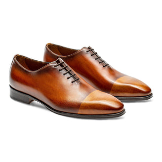 Jose Real Mastrich A808 Men's Shoes Tan & Mustard Calf-Skin Leather Whole-Cut Oxfords (RE2232)-AmbrogioShoes