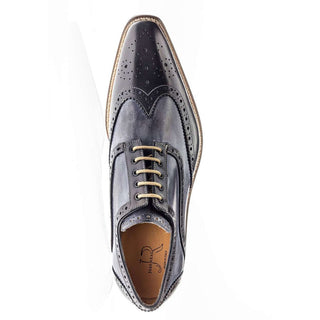 Jose Real Men's Shoes Veloce Antracite & Nero Calf-skin Leather Oxfords R2318 (RE2119)-AmbrogioShoes