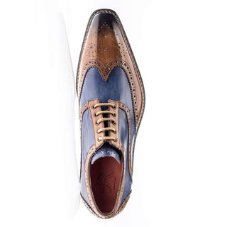 Jose Real Men's Shoes Veloce Cuoio & Deep Blue Calf-skin Leather Oxfords R2318 (RE2116)-AmbrogioShoes