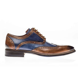 Jose Real Men's Shoes Veloce Cuoio & Deep Blue Calf-skin Leather Oxfords R2318 (RE2116)-AmbrogioShoes