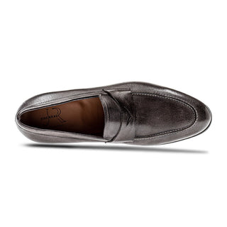 Jose Real Teatriz M208-C Men's Shoes Dark Gray Calf-Skin Leather Penny Loafers (RE2214)-AmbrogioShoes