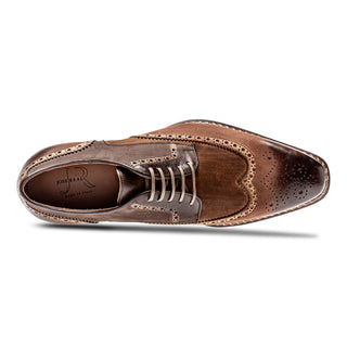 Jose Real Veloce H670 Men's Shoes Two-Tone Brown Leather Wingtip Oxfords (RE2237)-AmbrogioShoes