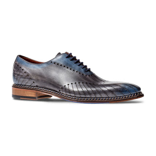 Jose Real Veloce R2308 Men's Shoes Light Blue & Antracite Gray Calf-Skin Leather England Oxfords (RE2230)-AmbrogioShoes