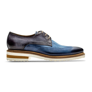 Jose Real Veloce R2353-G Men's Shoes Blue & Antracite Gray Nubuck Leather Derby Oxfords (RE2218)-AmbrogioShoes