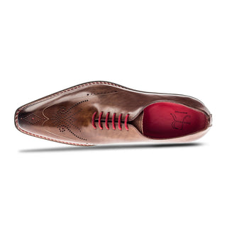 Jose Real Veloce R2359 Men's Shoes Brown & Red Calf-Skin Leather Wingtip Oxfords (RE2234)-AmbrogioShoes