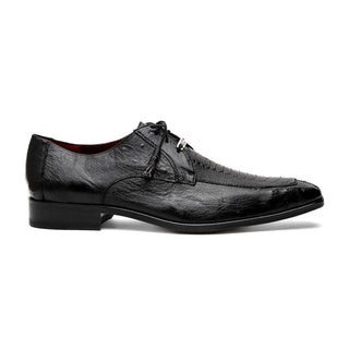 Marco Di Milano Andretti Men's Shoes Black Exotic Ostrich Leg Derby Oxfords (MDM1181)-AmbrogioShoes