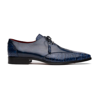 Marco Di Milano ANZIO Exotic Alligator & Calfskin Leather Blue Oxfords (MDM1037)-AmbrogioShoes