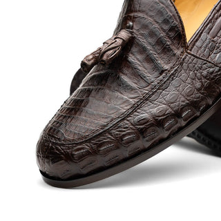 Marco Di Milano Bianchi Men's Shoes Exotic Caiman Crocodile Tassels Loafers (MDM1197)-AmbrogioShoes