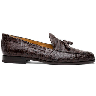 Marco Di Milano Bianchi Men's Shoes Exotic Caiman Crocodile Tassels Loafers (MDM1197)-AmbrogioShoes