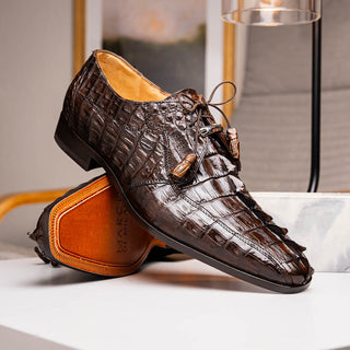 Marco Di Milano Cancun Men's Shoes Brown Exotic Hornback Crocodile Skin Derby Oxfords (MDM1005)-AmbrogioShoes