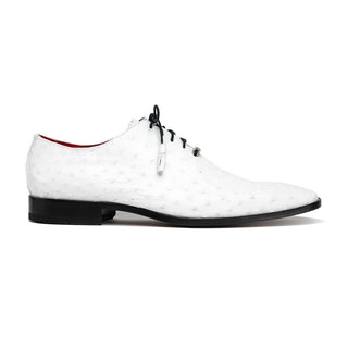 Marco Di Milano Criss Men's Shoes White Exotic Ostrich Quill Dress Oxfords (MDM1073)-AmbrogioShoes