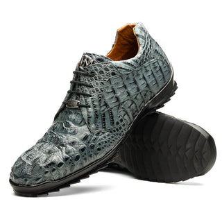 Marco Di Milano Kratos Men's Shoes Brown Exotic Caiman Crocodile Sport Sneakers (MDM1176)-AmbrogioShoes