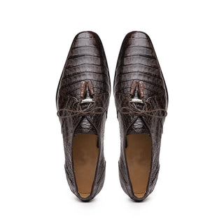 Marco Di Milano Lacio Men's Shoes Brown Exotic Crocodile Derby Oxfords (MDM1019)-AmbrogioShoes