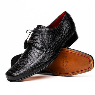 Marco Di Milano Leonardo Men's Shoes Black Genuine Caiman Crocodile Dress Derby Oxfords (MDM1147)-AmbrogioShoes