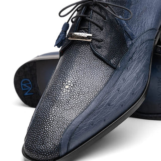 Marco Di Milano Lucca Men's Shoes Navy Exotic Stingray / Ostrich Dress Derby's Oxfords (MDM1105)-AmbrogioShoes