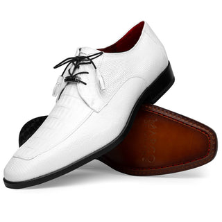 Marco Di Milano Merida White Oxfords Lizard & Caiman Crocodile Shoes (MDM1132)-AmbrogioShoes