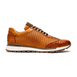 Marco Di Milano Roma Men's Shoes Brandy Exotic Crocodile / Woven Leather Casual Sneakers (MDM1170)-AmbrogioShoes