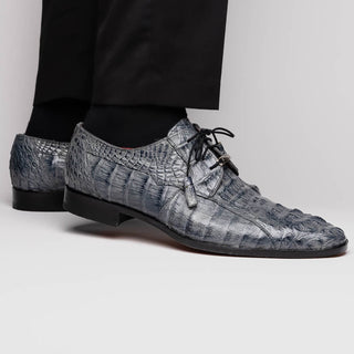 Marco Di Milano Tulum Men's Shoes Gray Exotic Crocodile Derby Oxfords (MDM1009)-AmbrogioShoes