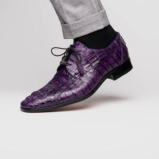 Marco Di Milano Tulum Men's Shoes Purple Exotic Crocodile Derby Oxfords (MDM1008)-AmbrogioShoes